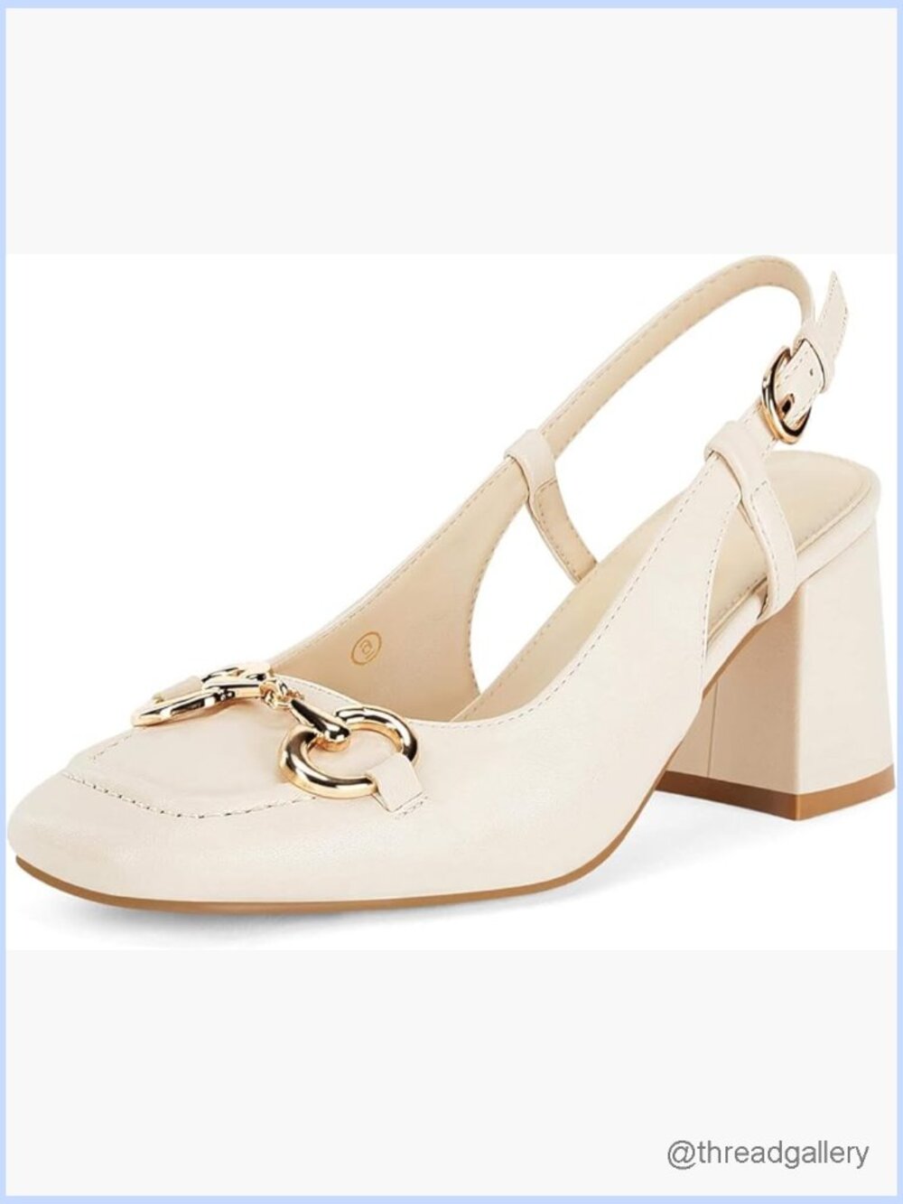 Slingback Block Heels Square Toe Dress Work Shoes Slip On Buckle Pumps